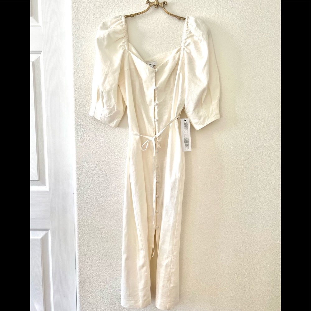 Topshop white linen puff sleeves dress - Picture 4 of 6